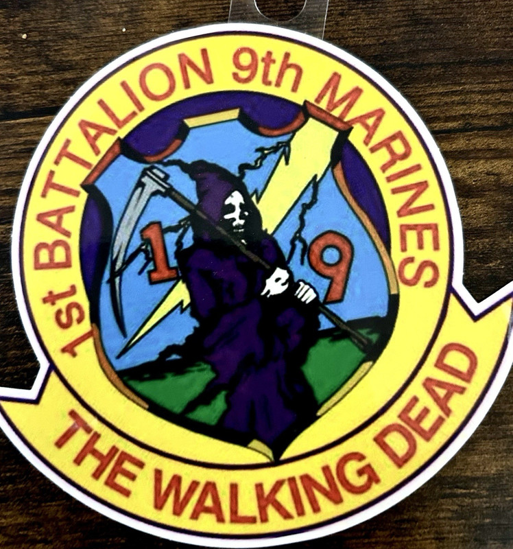 USMC 1st Battalion 9th Marines "The Walking Dead" Round Sticker Decal