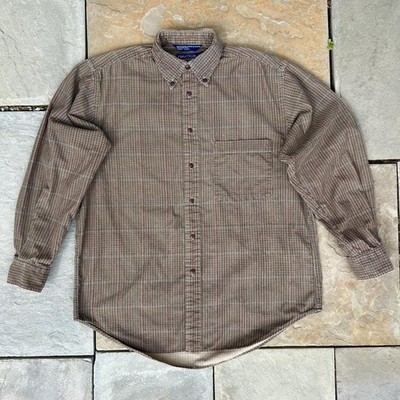 Neo-Vintage 90s Corduroy Houndstooth Plaid Button Down Shirt