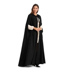Women Renaissance Hooded Cloak, Medieval Womens Cape with Arm M 51 inch Black
