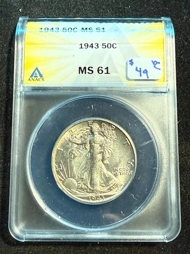 1943 WALKING LIBERTY HALF DOLLAR ANACS MS 61 483