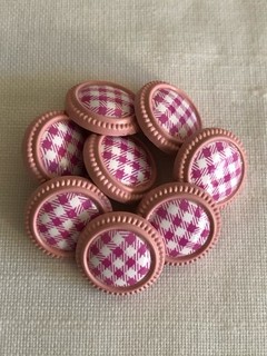 Lot Of Round Pink & White Check Shank Buttons X 8 New
