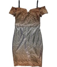GUESS Womens Metallic Bodycon Dress, Metallic, 4