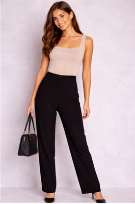 Kojo Wide Leg Pants Size S Black High Rise Tailored Trousers NWT