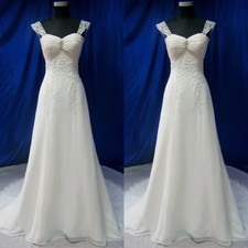 Simple Chiffon Wedding Dresses Sweep Train Chiffon Lace Appliques Bridal Gowns