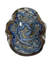 VTG BAROVIER Murano Art Glass Bowl Blue Swirl w/ Gold Aventurine Italy