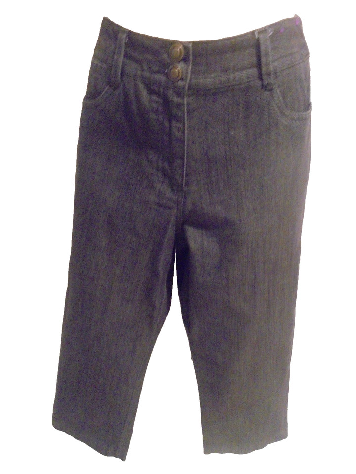 SUZANNE GRAE SIZE 8 BLACK CHARCOAL GREY CROPPED PANTS CAPRIS