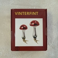 IKEA New 2023 Vinterfint Christmas Ornaments Mushroom Clip On Set 2 605.577.36