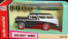 AUTO WORLD CLASSIC 55 CHEVY NOMAD BLACK/WHITE HO SLOT CAR NEW IN DISPLAY BOX