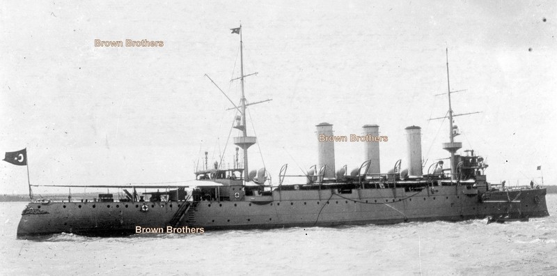 1910s WWI British Built Ottoman Cruiser Hamidiye Glass Photo Negative