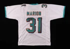 Brock Marion Signed Miami Dolphins White/ Lt Blue Custom Football Jersey w/ COA