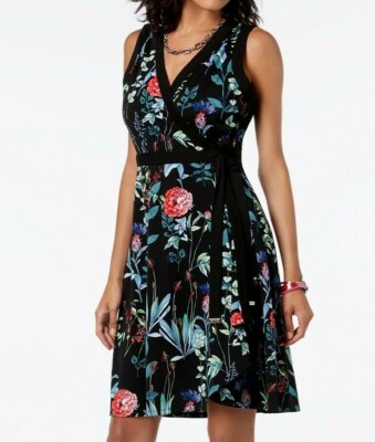 chinese dress ladies Tommy Hilfiger Women's Sleeveless Crew Neck Floral Print Jersey Shift Dress,  Parakeet Multi, 0 at Amazon Women's Clothing store