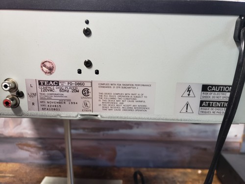 Teac PD-D860 5-Disc Compact Disc Multiplayer CD *FULLY SERVICED* *Audiophile* - Picture 8 of 8