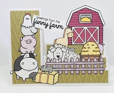 handmade Card Kit Stampin' Up! Farm Animals Barn Cow Pig Garden Spring Step Card