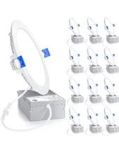 HYPERLITE 6 inch 12 Pack Ultra Thin LED Recessed Lights (3000K Warm White) 12W 