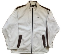Vintage Nike Fleece Jacket Cream White Brown Sz L Travis 90s