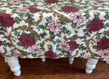 Christmas Tablecloth 56  X 80  White and Red Poinsettias Holiday Dining Room