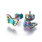 Set Gioielli In Acciaio Inox A Forma Di Farfalla - Perno Orecchino E Pendente Collana - 18 Pezzi 6,5x10mm