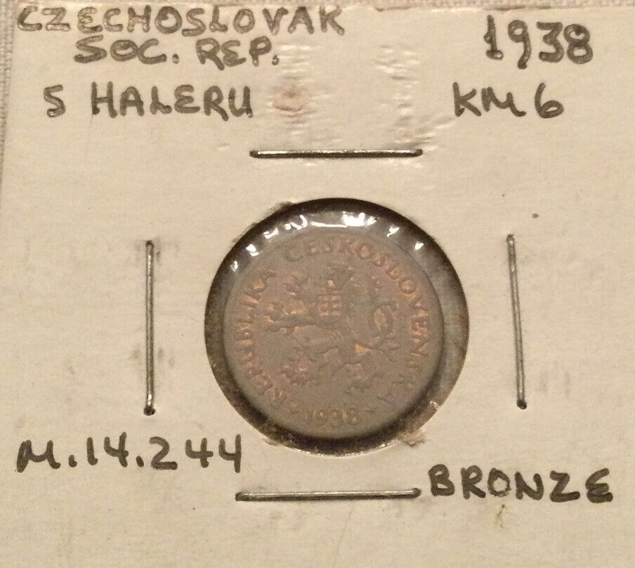 Czechoslovakia Soc. Rep. 5 Haleru 1938 km#6  ery high grade nice