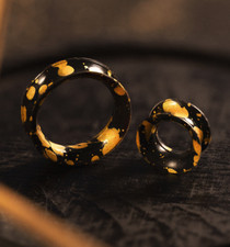 Splatter Black and Gold Silicone Eyelet / Tunnel / Plug / Gauge