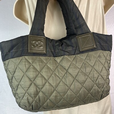 Chanel A48611 Quilted Shoulder Bag Coco Cocoon Medium Tote Check Nylon Ladies