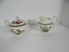 Myott Staffordshire Indian Tree Creamer Sugar Bowl with Lid England