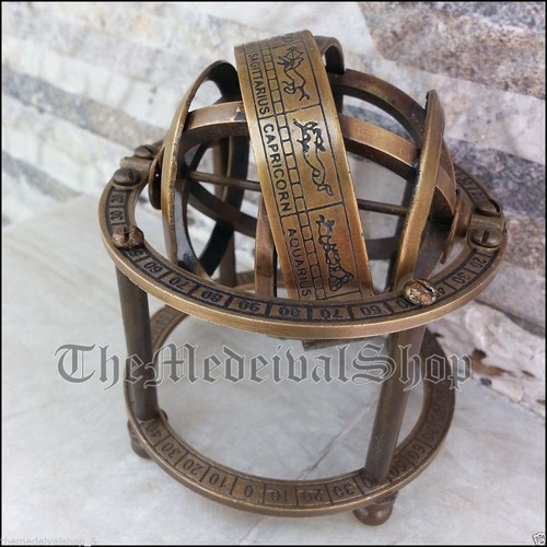 Antik Stil Solid Messing Armillary Sphäre Vintage Tisch Astrolabium Globus Gift - 第 1/3 張圖片