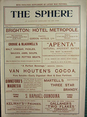 1900 VIKTORIANISCHER DRUCK ~ WERBUNG BRIGHTON HOTEL METROPOLE VAN HOUTENS COCOA
