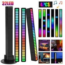 2/4X RGB LED Car Atmosphere Strip Light Bar USB Music Sound Control Rhythm Lamps