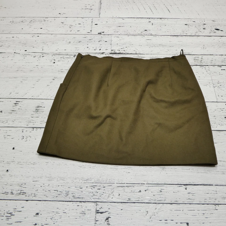 J. Falda corta de lana Crew para mujer talla 6 verde militar mini lápiz Foto 4 de 4