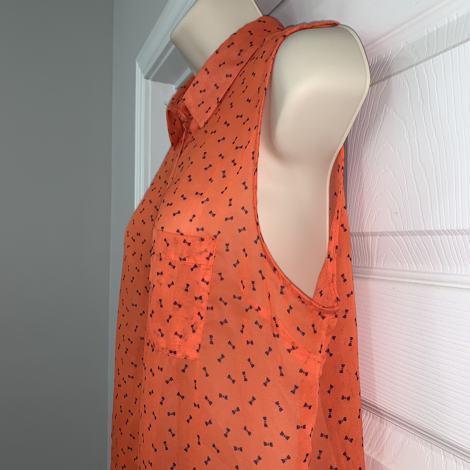 Timing Translucent Bow Tie Design Collared Shirt - image 4