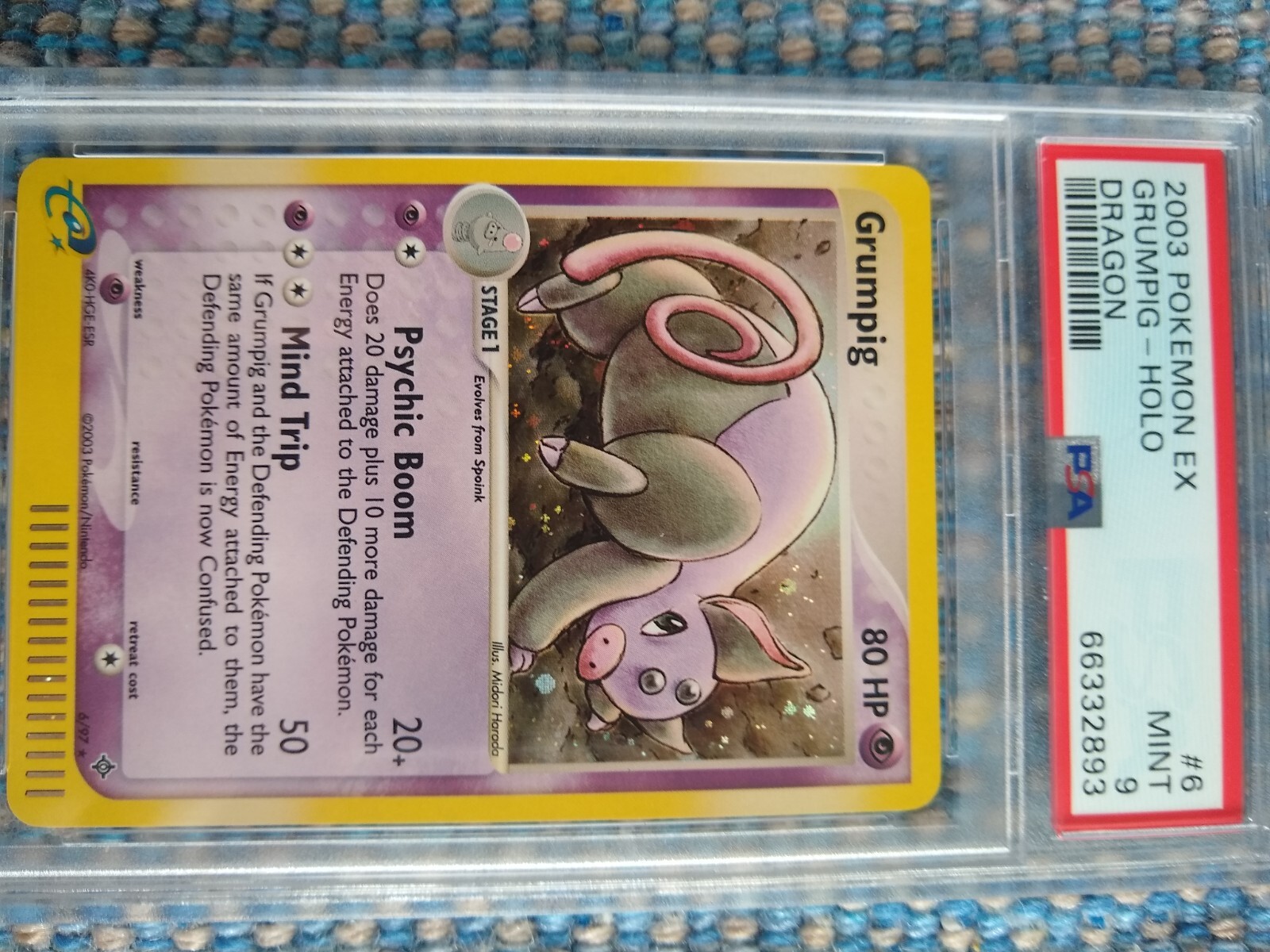 2003 Pokemon EX Dragon Grumpig #6 Rare Holo PSA 9