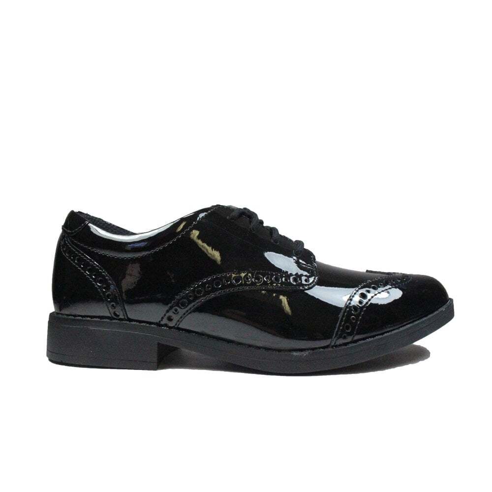 Clarks Loxham Brogue Youth Black Patent 