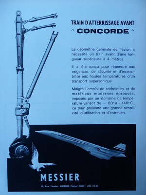 2/1968 PUB MESSIER TRAIN D'TERRISSAGE CONCORDE SUPERSONIC ORIGINAL FRANZÖSISCHE ANZEIGE
