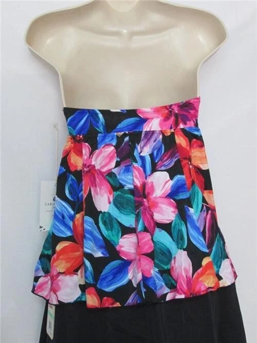Nuevo con etiquetas Caribbean Joe Swim 2 Piezas Tankini Estampado Floral con Falda de Natación Negra Talla 8 Foto 4 de 4