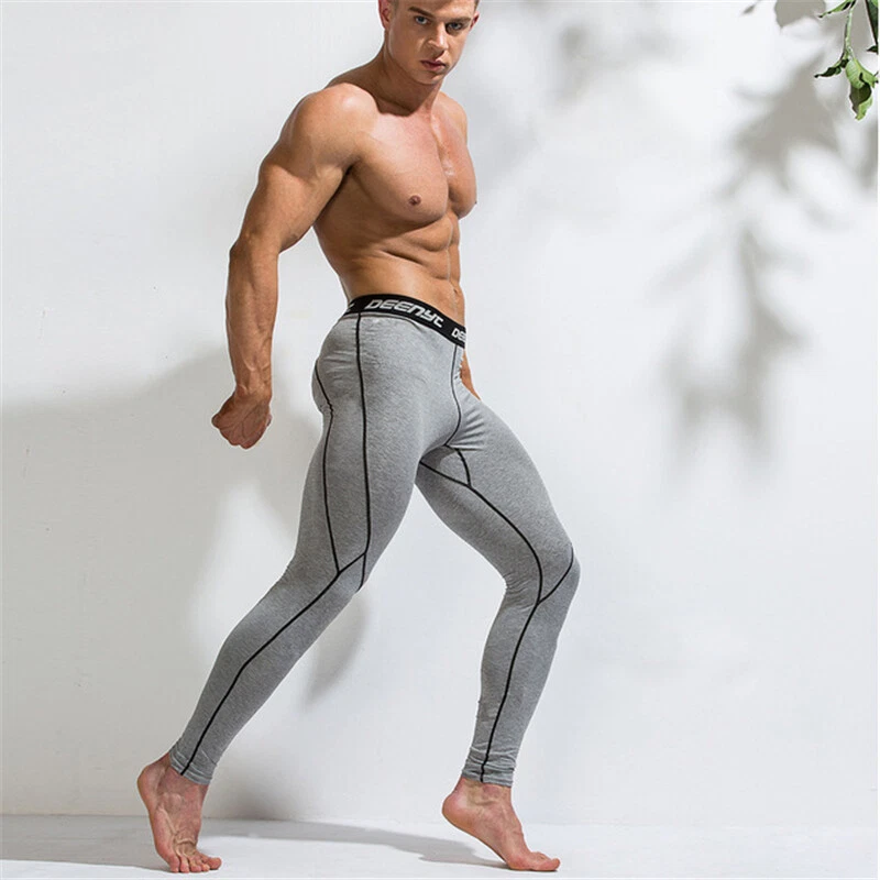 Men Gym Leggings Sport Pants Fitness Breathable Compression Long