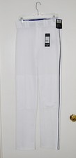 NWT Mizuno Men's White Full Length MVP Pro Navy Piped Hemmed Baseball Pants sz L