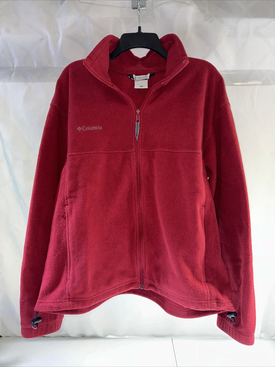 Columbia Sweater Mens Large Red Fleece Outdoors Full Zip Up Sweatshirt