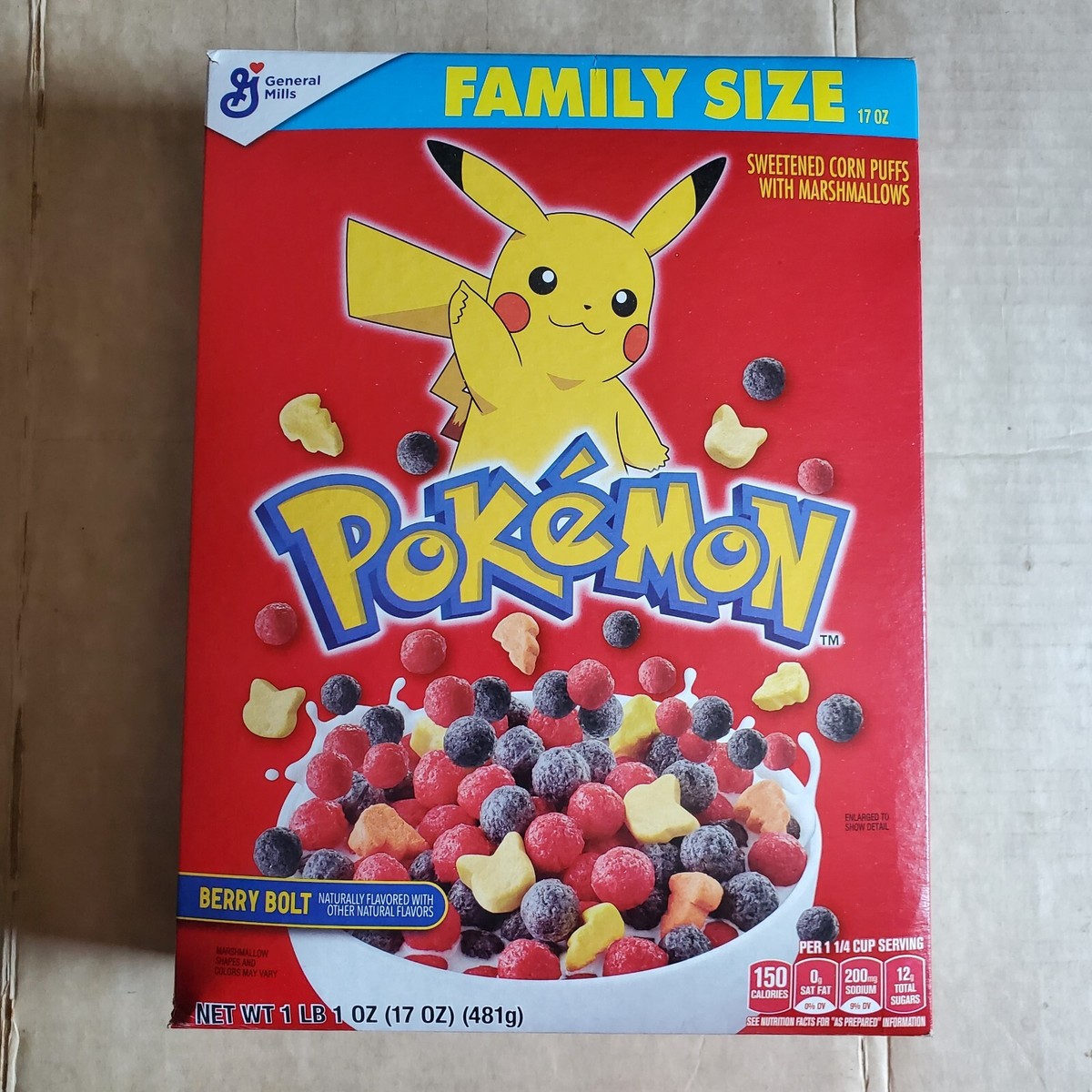 POKEMON GENERAL MILLS SEALED NEW CEREAL BERRY BOLT PIKACHU