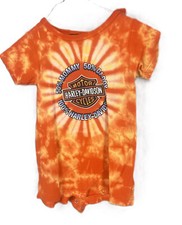 Harley Davidson Baby Boys Short Sleeve Orange Soft One Piece Bodysuit 6/9 Month