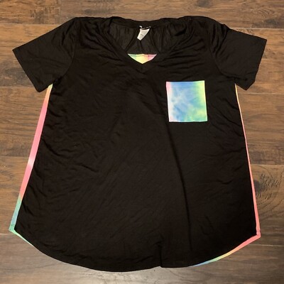 Heimish USA Tie Dye Ashley Roads Boutique Women's Casual Wear Pocket Tee Sz Med