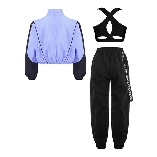 Kids Girls Crop Tops With Pants Active Tracksuit Performance Sweatsuit Youth - Picture 42 of 59