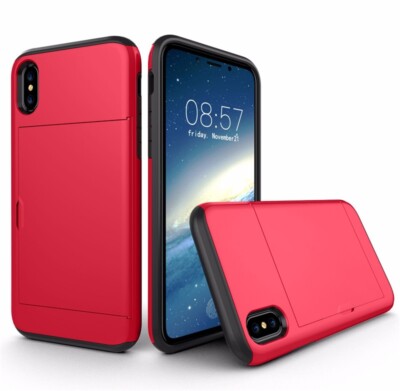 Hybrid Hidden Credit Card Holder Phone Case For iPhone 15 Plus 14 Pro Max 13