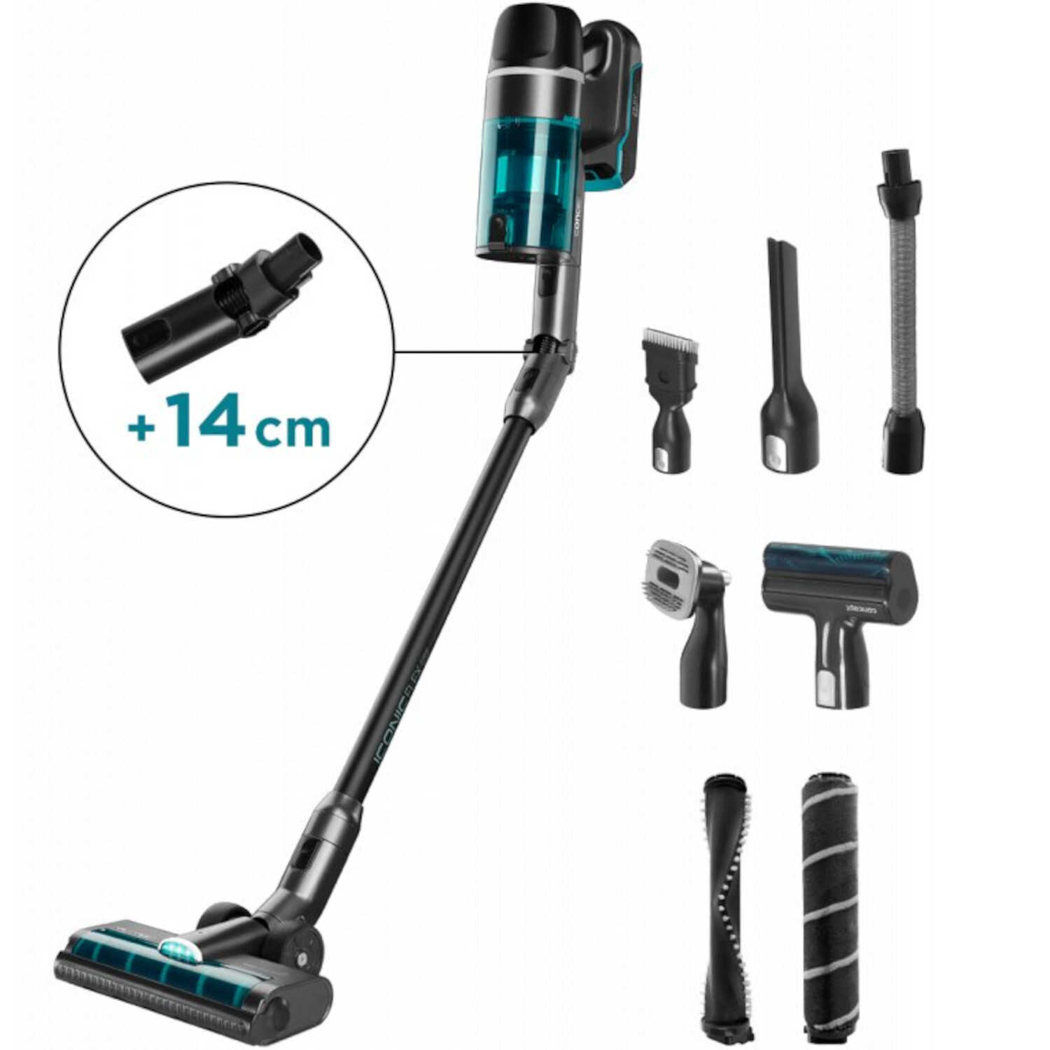 Aspirateur à main sans fil et balai 2 en 1 ICONIC 480W noir
