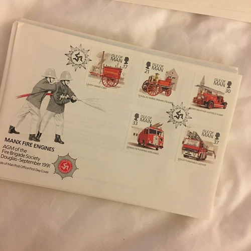 ISLE OF MAN FDC Manx Fire Engines 1991 FIRST DAY COVER UNADDRESSED WCP