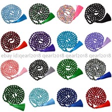 Faceted Gemstone 108 Prayer Beads Tibet Buddhist Mala Tassel Pendant Necklace