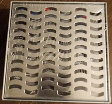 RELN 6" x 6" Stainless Steel Square Shower Drain, Wave Pattern Drain Cover