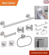 Elegant 7-Piece Stainless Steel Bathroom Accessory Set - Polished Silver Finish