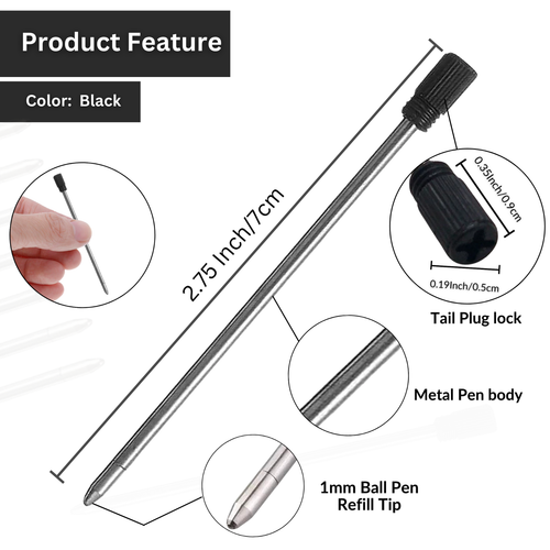 5 x Black Or Blue Ink Ballpoint Pen Refills For Crystal Elements Swarovski Pens - Picture 3 of 8