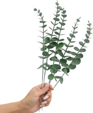 5 Pcs Real Touch Leaf Artificial Eucalyptus Stem Faux Eucalyptuses Wedding Bo...