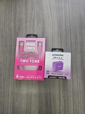 Powertek Two Tone USB-A to USB-C Premium Braided Charging Cable 6ft and USB-C A